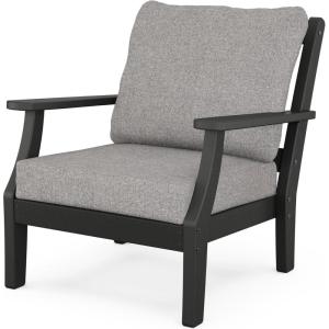 Martha Stewart by POLYWOOD® Chinoiserie Deep Seating Chair in White/Sky Blue(Black / Grey Mist)