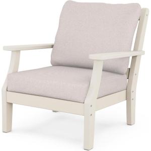 Martha Stewart by POLYWOOD® Chinoiserie Deep Seating Chair in White/Sky Blue(Sand / Dune Burlap)
