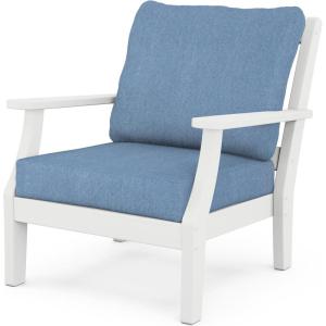 Martha Stewart by POLYWOOD® Chinoiserie Deep Seating Chair in White/Sky Blue(White / Sky Blue)