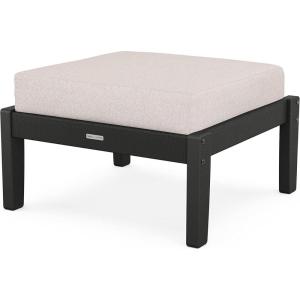 Martha Stewart by POLYWOOD® Chinoiserie Deep Seating Ottoman (Mahogany/Spiced Burlap)(Black / Dune Burlap)