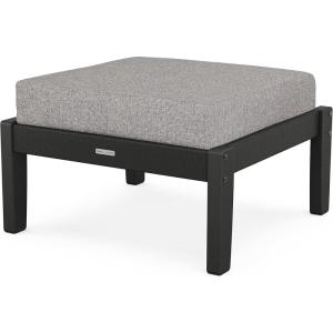 Martha Stewart by POLYWOOD® Chinoiserie Deep Seating Ottoman (Mahogany/Spiced Burlap)(Black / Grey Mist)