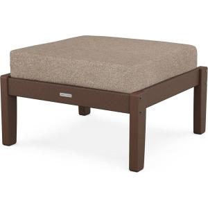 Martha Stewart by POLYWOOD® Chinoiserie Deep Seating Ottoman (Mahogany/Spiced Burlap)(Mahogany / Spiced Burlap)