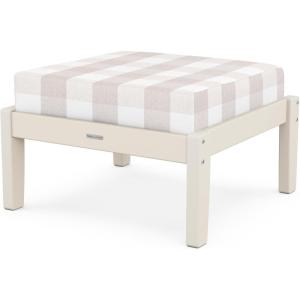 Martha Stewart by POLYWOOD® Chinoiserie Deep Seating Ottoman (Mahogany/Spiced Burlap)(Sand / Buffalo Plaid Dune Burlap)