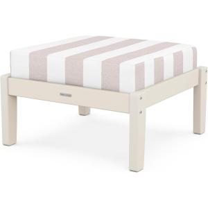 Martha Stewart by POLYWOOD® Chinoiserie Deep Seating Ottoman (Mahogany/Spiced Burlap)(Sand / Cabana Stripe Dune Burlap)