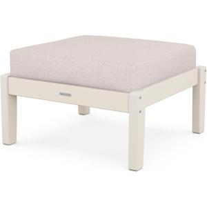 Martha Stewart by POLYWOOD® Chinoiserie Deep Seating Ottoman (Mahogany/Spiced Burlap)(Sand / Dune Burlap)