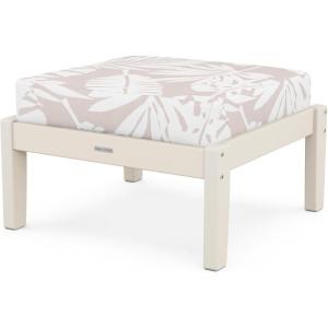 Martha Stewart by POLYWOOD® Chinoiserie Deep Seating Ottoman (Mahogany/Spiced Burlap)(Sand / Leaf Dune Burlap)