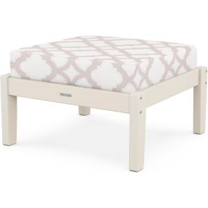 Martha Stewart by POLYWOOD® Chinoiserie Deep Seating Ottoman (Mahogany/Spiced Burlap)(Sand / Trellis Dune Burlap)