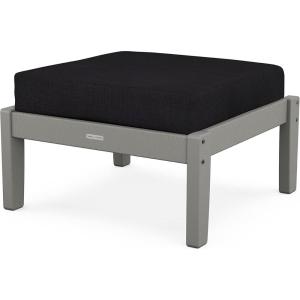 Martha Stewart by POLYWOOD® Chinoiserie Deep Seating Ottoman (Mahogany/Spiced Burlap)(Slate Grey / Midnight Linen)