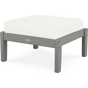 Martha Stewart by POLYWOOD® Chinoiserie Deep Seating Ottoman (Mahogany/Spiced Burlap)(Slate Grey / Natural Linen)