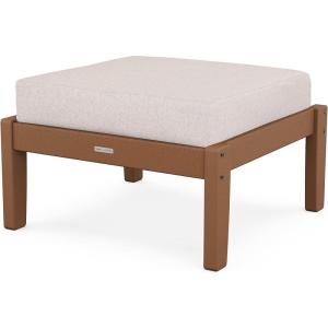 Martha Stewart by POLYWOOD® Chinoiserie Deep Seating Ottoman (Mahogany/Spiced Burlap)(Teak / Dune Burlap)