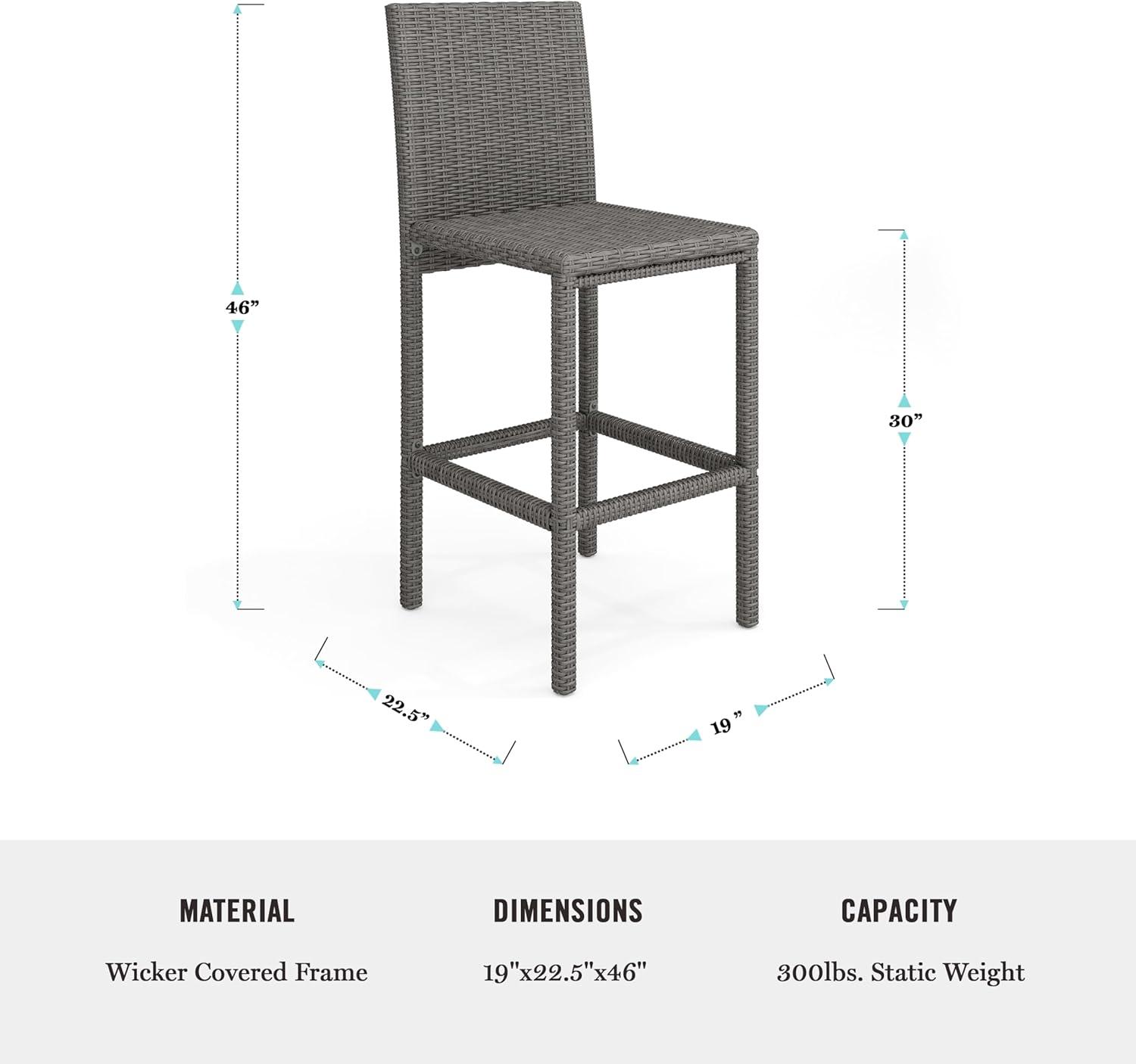 image:imageMartha Stewart Bedford 5Piece IndoorOutdoor Bar Height Set with 4 Patio Bar Stools and Bar Height Table with Faux Wood Top and Rattan Wicker Finish in GrayGrey