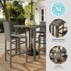 Martha Stewart Bedford 5-Piece Indoor-Outdoor Bar Height Set with 4 Patio Bar Stools and Bar Height Table with Faux Wood Top and Rattan Wicker Finish in Gray(Grey)