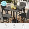 Martha Stewart Bedford 5-Piece Indoor-Outdoor Bar Height Set with 4 Patio Bar Stools and Bar Height Table with Faux Wood Top and Rattan Wicker Finish in Gray(Grey)