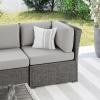 Martha Stewart Bedford Indoor-Outdoor Modular Patio Sectional Sofa Center Seat with Rattan Wicker Finish in Brown with Tan All-Weather Cushions(Gray Cushions/Gray Frame)