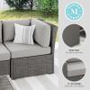 Martha Stewart Bedford Indoor-Outdoor Modular Patio Sectional Sofa Center Seat with Rattan Wicker Finish in Brown with Tan All-Weather Cushions(Gray Cushions/Gray Frame)