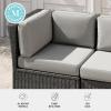 Martha Stewart Bedford Indoor-Outdoor Modular Patio Sectional Sofa Center Seat with Rattan Wicker Finish in Brown with Tan All-Weather Cushions(Gray Cushions/Gray Frame)