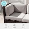 Martha Stewart Bedford Indoor-Outdoor Modular Patio Sectional Sofa Center Seat with Rattan Wicker Finish in Brown with Tan All-Weather Cushions(Tan Cushions/Brown Frame)
