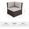 Martha Stewart Bedford Indoor-Outdoor Modular Patio Sectional Sofa Center Seat with Rattan Wicker Finish in Brown with Tan All-Weather Cushions(Tan Cushions/Brown Frame)