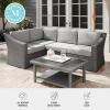 Martha Stewart Bedford Indoor-Outdoor Modular Patio Sectional Sofa for 4 with Rattan Wicker Finish in Brown with Tan All-Weather Cushions(Gray Cushions/Gray Frame)