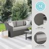 Martha Stewart Bedford Indoor-Outdoor Modular Patio Sectional Sofa for 4 with Rattan Wicker Finish in Brown with Tan All-Weather Cushions(Gray Cushions/Gray Frame)