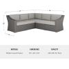 Martha Stewart Bedford Indoor-Outdoor Modular Patio Sectional Sofa for 5 with Rattan Wicker Finish in Brown with Tan All-Weather Cushions(Gray Cushions/Gray Frame)