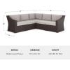 Martha Stewart Bedford Indoor-Outdoor Modular Patio Sectional Sofa for 5 with Rattan Wicker Finish in Brown with Tan All-Weather Cushions(Tan Cushions/Brown Frame)
