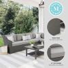Martha Stewart Bedford Indoor-Outdoor Modular Patio Sectional Sofa for 6 with Rattan Wicker Finish in Brown with Tan All-Weather Cushions(Gray Cushions/Gray Frame)