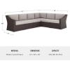 Martha Stewart Bedford Indoor-Outdoor Modular Patio Sectional Sofa for 6 with Rattan Wicker Finish in Brown with Tan All-Weather Cushions(Tan Cushions/Brown Frame)