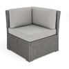 Martha Stewart Bedford Indoor-Outdoor Modular Patio Sectional Sofa Center Seat with Rattan Wicker Finish in Brown with Tan All-Weather Cushions(Gray Cushions/Gray Frame)