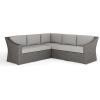 Martha Stewart Bedford Indoor-Outdoor Modular Patio Sectional Sofa for 5 with Rattan Wicker Finish in Brown with Tan All-Weather Cushions(Gray Cushions/Gray Frame)