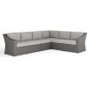 Martha Stewart Bedford Indoor-Outdoor Modular Patio Sectional Sofa for 6 with Rattan Wicker Finish in Brown with Tan All-Weather Cushions(Gray Cushions/Gray Frame)