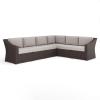 Martha Stewart Bedford Indoor-Outdoor Modular Patio Sectional Sofa for 6 with Rattan Wicker Finish in Brown with Tan All-Weather Cushions(Tan Cushions/Brown Frame)