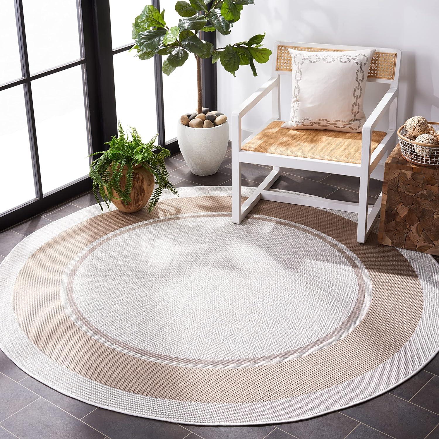 image:imageMartha Stewart x SAFAVIEH Outdoor Area Rug Collection 8 x 10 Ivory amp Beige Weather Resistant amp Washable Ideal for Patio Backyard Mudroom Deck Dining Space MSRO317BIvoryBeige