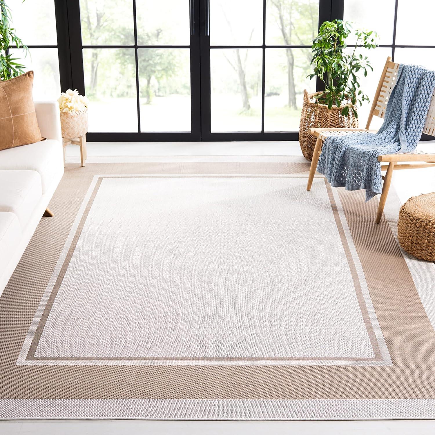 image:imageMartha Stewart x SAFAVIEH Outdoor Area Rug Collection 8 x 10 Ivory amp Beige Weather Resistant amp Washable Ideal for Patio Backyard Mudroom Deck Dining Space MSRO317BIvoryBeige