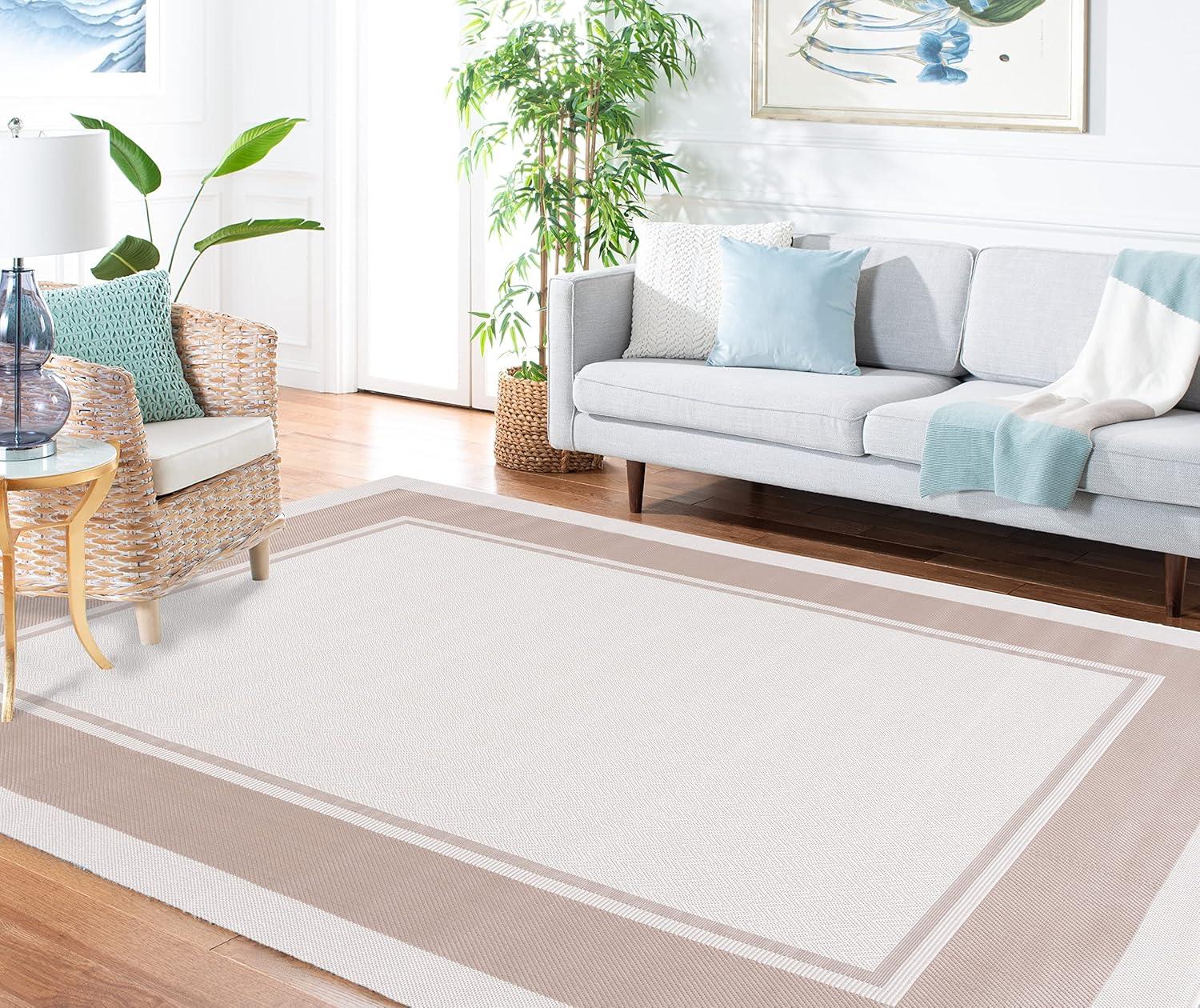image:imageMartha Stewart x SAFAVIEH Outdoor Area Rug Collection 8 x 10 Ivory amp Beige Weather Resistant amp Washable Ideal for Patio Backyard Mudroom Deck Dining Space MSRO317BIvoryBeige