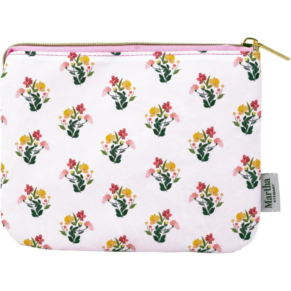image:imageMartha Stewart Accessories Pouch with Zipper Closure 6 x 775 MultiPocket Organizer for Office Supplies Toiletries Makeup Travel Essentials with 2 Interior Zip Pockets Sunshine Bouquet
