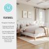 Martha Stewart Carmy Platform Bed with Tufted Headboard, Cushioned Side Rails, Faux Linen Upholstery, Wood Slat Foundation, No Box Spring Needed, Queen, White(King)