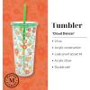 Martha Stewart Double Wall Tumbler with Lid and Reusable Straw, Floral Plastic Cup, Insulated Travel Cup Holds 24 Ounces (Joyful Blooms)(Floral Cloud Dancer)