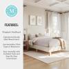 Martha Stewart Maisie Platform Bed with Wingback Headboard and Cushioned Side Rails, Faux Linen Upholstery, Wood Slat Foundation, No Box Spring Needed, Queen, Beige(Off-white)
