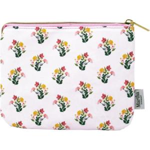 Martha Stewart Accessories Pouch with Zipper Closure, 6″ x 7.75″ Multi-Pocket Organizer for Office Supplies, Toiletries, Makeup, Travel Essentials with 2 Interior Zip Pockets (Sunshine Bouquet)