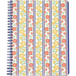Martha Stewart Mini Spiral Notebook, 7″x9″ Journaling Notebook with 160 Lined Pages and Perforated Tear-Outs, Convenient Interior Pocket for Notes (Floral)(Floral Stripe)