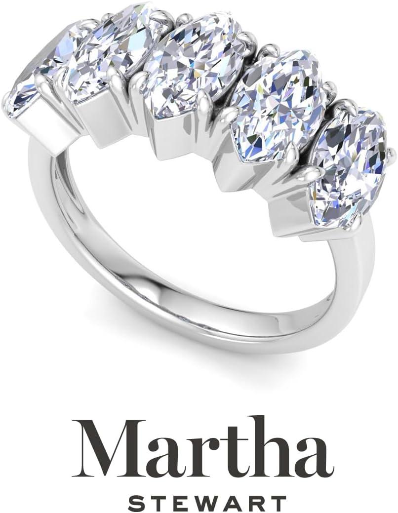 image:imageMartha Stewart 3 Carat Marquise Shape Lab Grown Diamond Five Stone Engagement Ring In Sterling Silver