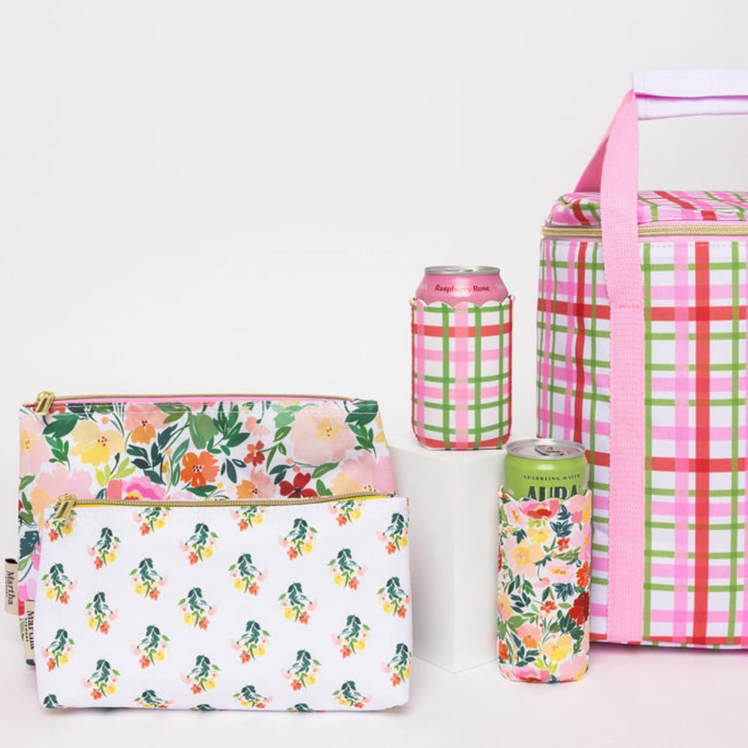 image:imageMartha Stewart Neoprene Drink Hugger Set of 2 Fits Standard 12 oz amp Tall Cans Coolers for Slim and Standard Can Floral and Plaid