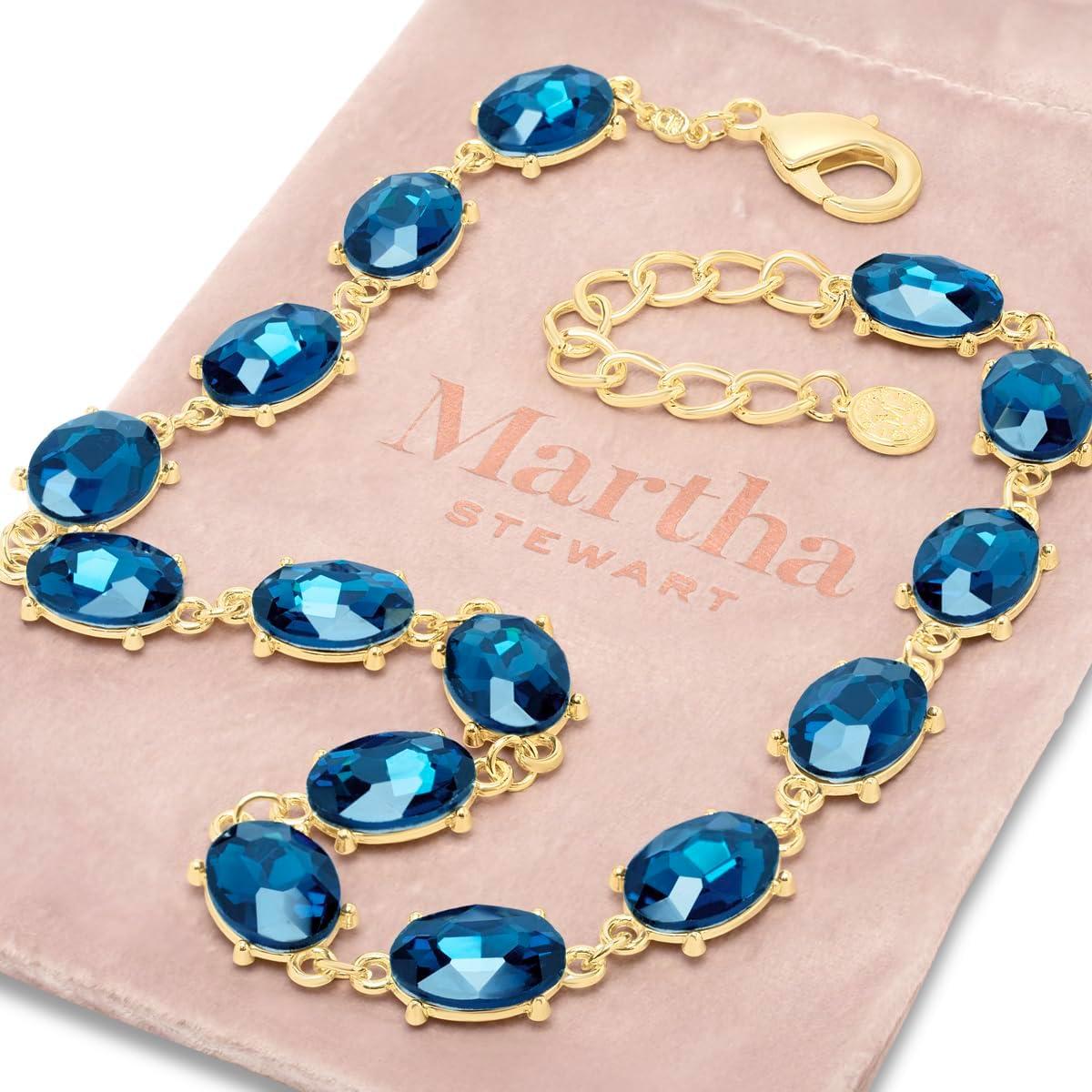 image:imageMartha Stewart Oval Crystal Statement NecklaceBlue
