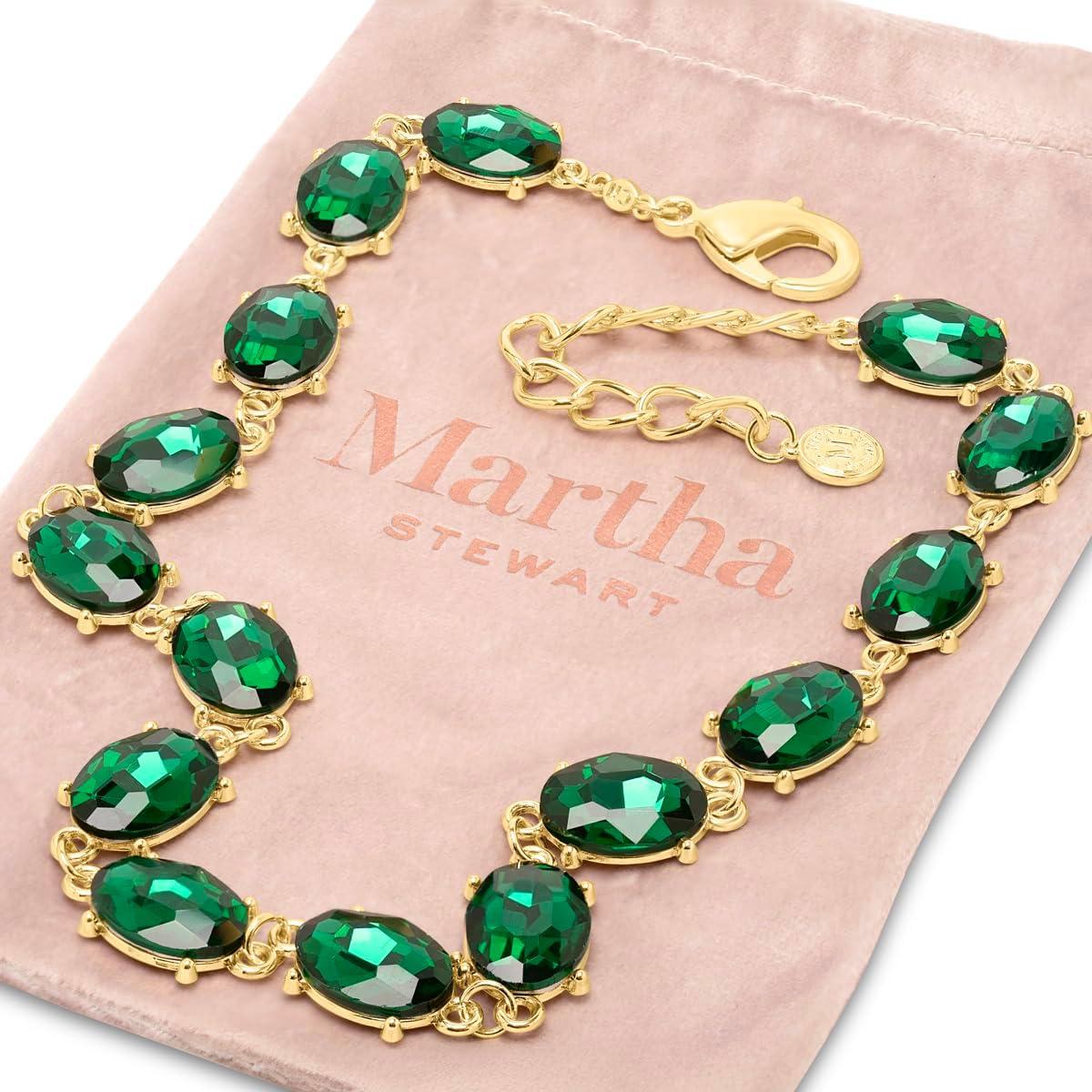 image:imageMartha Stewart Oval Crystal Statement NecklaceGreen