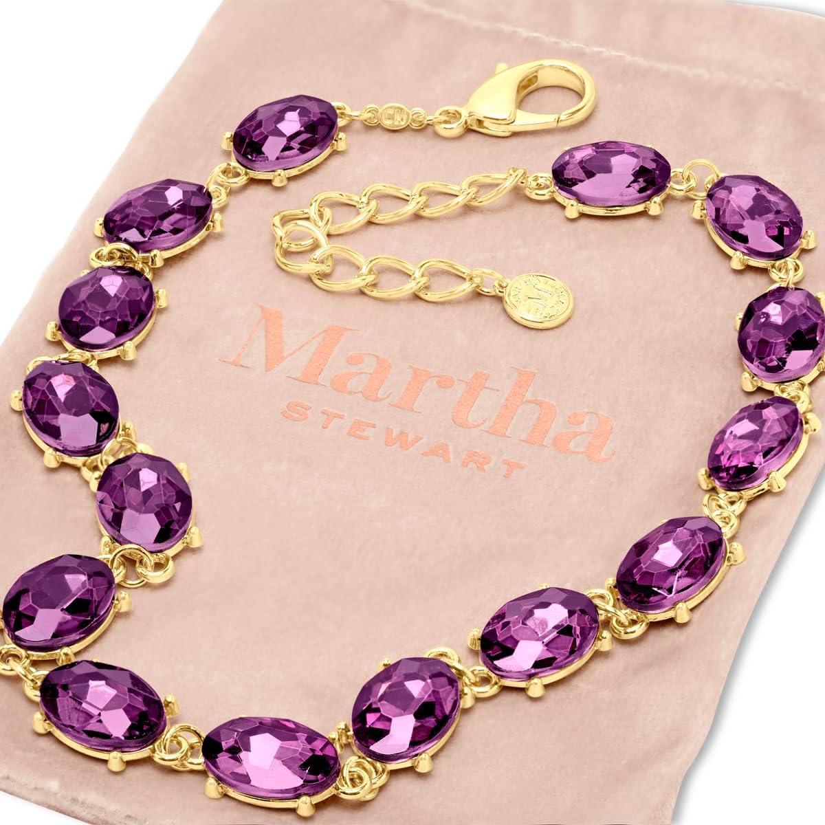 image:imageMartha Stewart Oval Crystal Statement NecklacePurple