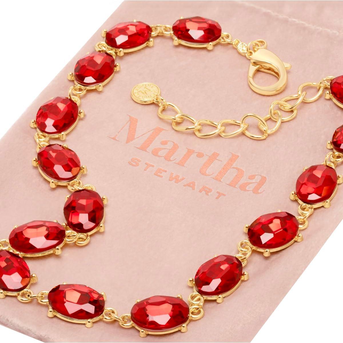 image:imageMartha Stewart Oval Crystal Statement NecklaceRed