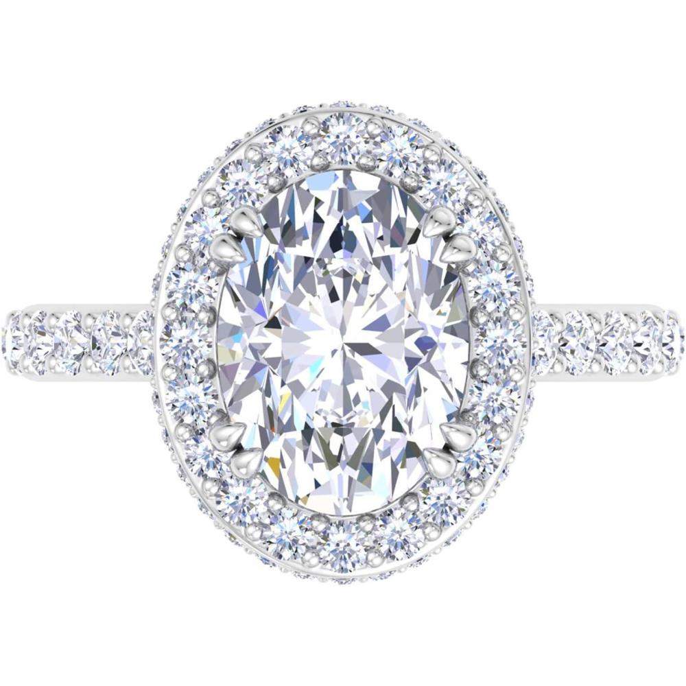 image:imageMartha Stewart 4 Carat Oval Shape Lab Grown Diamond Hidden Halo Engagement Ring In Sterling Silver