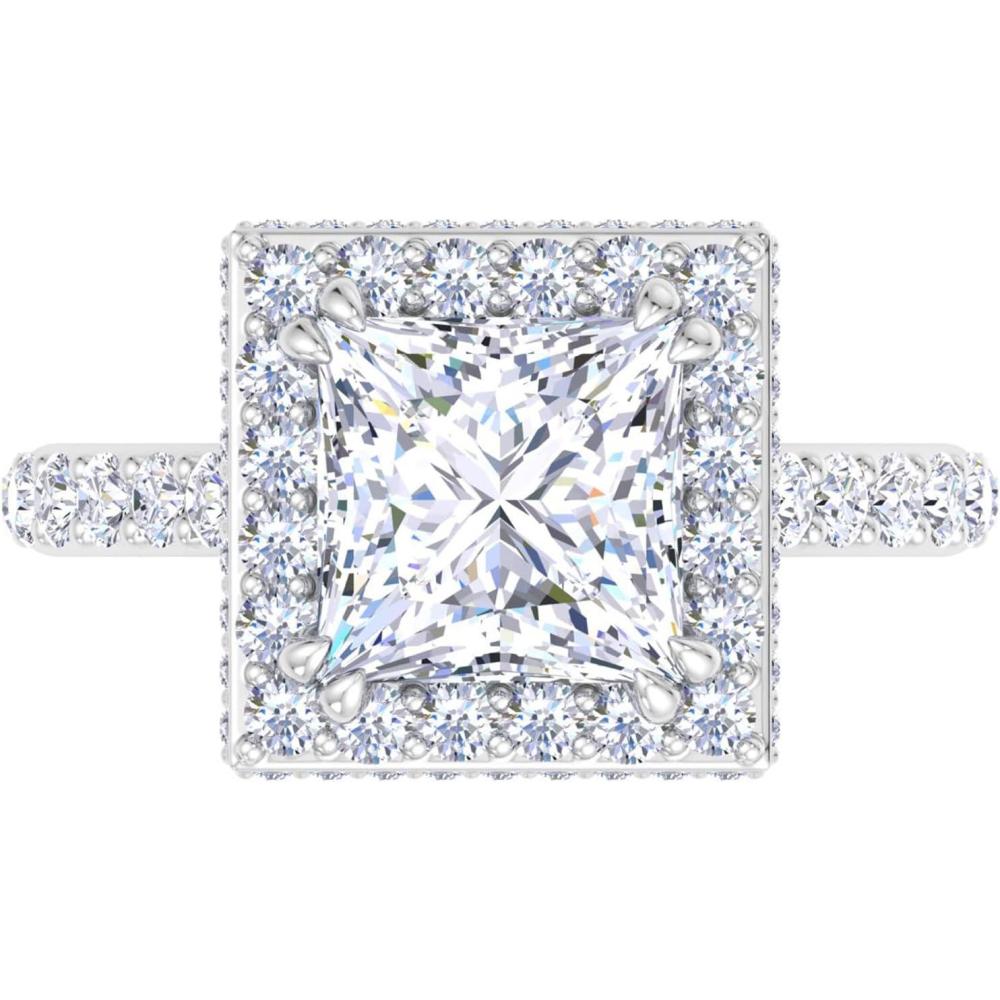 image:imageMartha Stewart 4 Carat Princess Cut Lab Grown Diamond Hidden Halo Engagement Ring In Sterling Silver