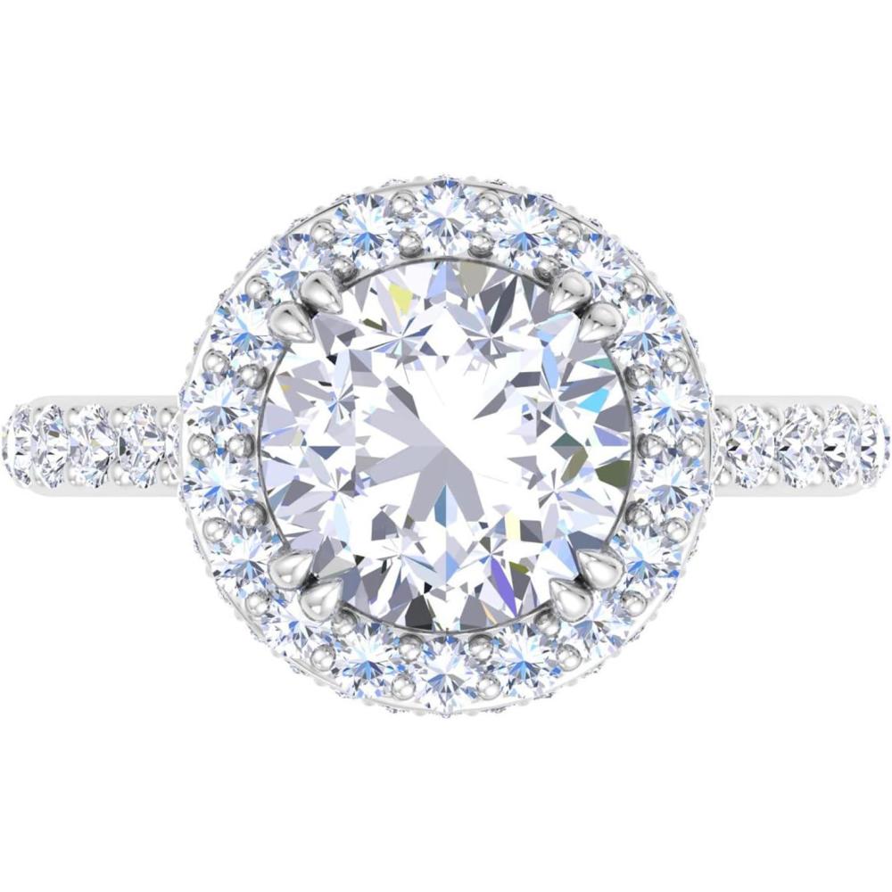 image:imageMartha Stewart 4 Carat Round Lab Grown Diamond Hidden Halo Engagement Ring In Sterling Silver